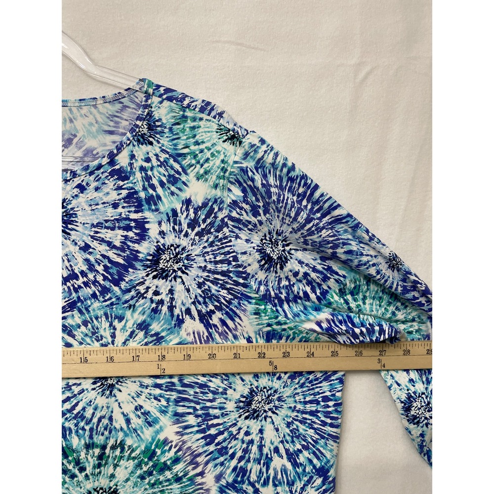 Lands' End Top 2X Blue Green Tie Dye Sun Protection Long Sleeve Outdoor - Picture 4 of 7